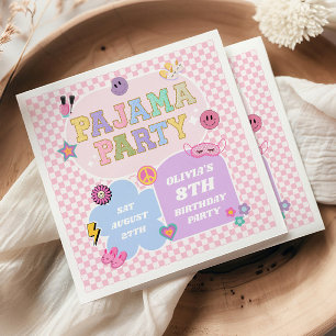 Pajama Party Preppy Varsity Patch Geburtstagsparte Serviette