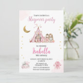 Pajama Party Sleepover Party Wasserfarbe Einladung (Stehend Vorderseite)