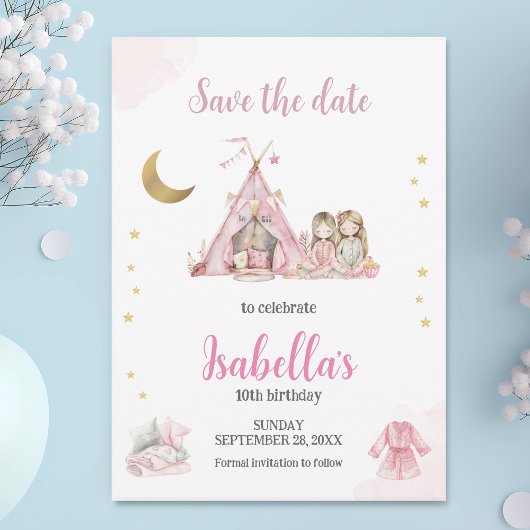 Pajama Party Sleepover Party Wasserfarbe Save The Date