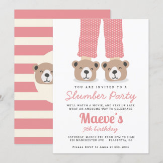 Pajama-Party, Sleepover-Slumber-Party Einladung