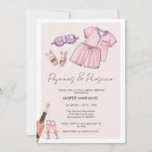 Pajama Party Slumber PJ Prosecco Brautparty Einladung (Vorderseite)
