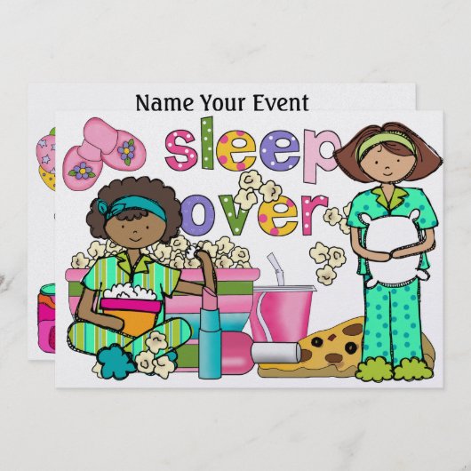 Pajama-Party / Überschlafen - SRF Einladung (Vorne/Hinten)