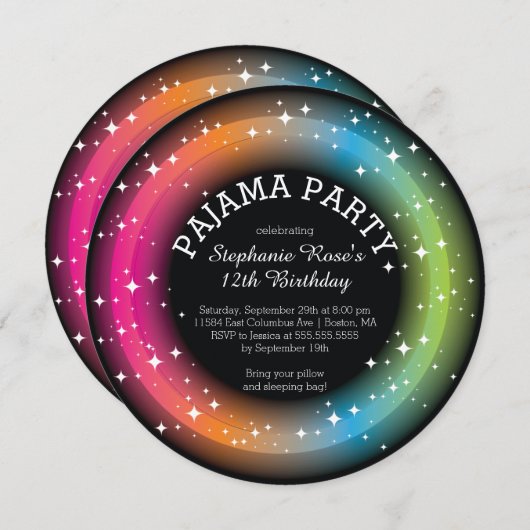 Pajama Sleepover Geburtstagsparty Einladungen (Vorne/Hinten)