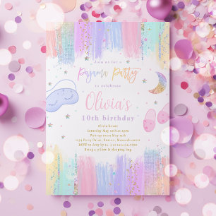 Pajama Sleepover Geburtstagsparty Tee zwischen Par Einladung