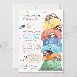 Pajama Sloth Slumber Party Geburtstagseinladung Einladung
