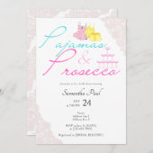 Pajama Slumber Party PJs & Prosecco Brautparty Einladung (Vorne/Hinten)