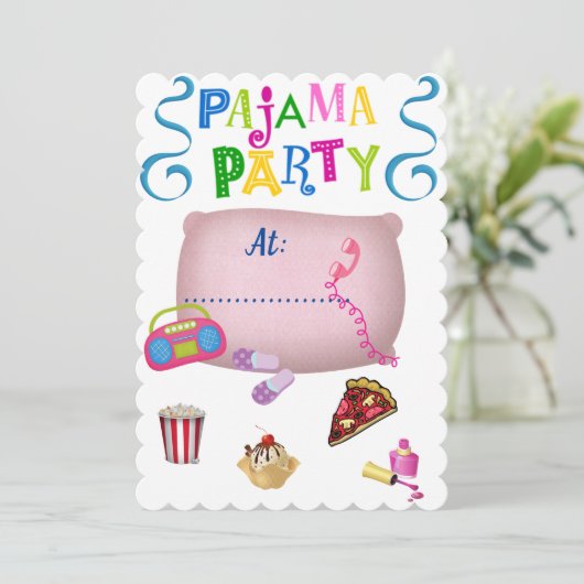 Pajamas Party Einladung (Stehend Vorderseite)