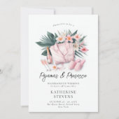 Pajamas Prosecco Bachelorette Tropical 3 Route Einladung (Vorderseite)