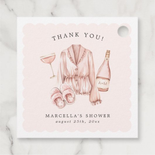 Pajamas & Prosecco Brautparty Bachelorette Geschenkanhänger (Rückseite)