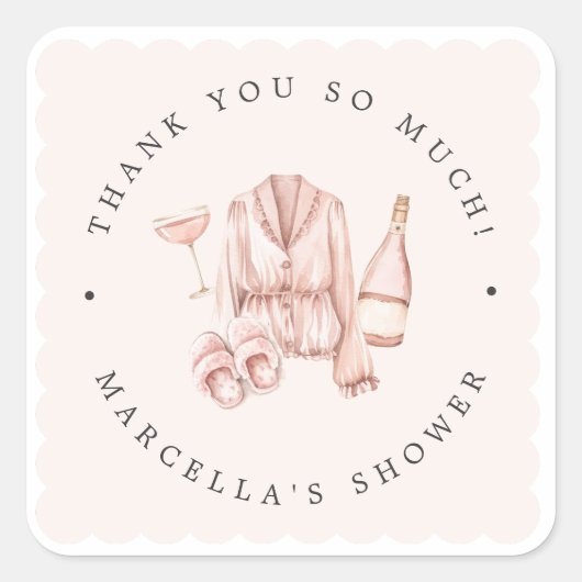 Pajamas & Prosecco Brautparty Bachelorette Quadratischer Aufkleber (Vorderseite)