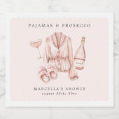 Pajamas & Prosecco Brautparty Bachelorette Schaumweinetikett (Einzelnes Label)