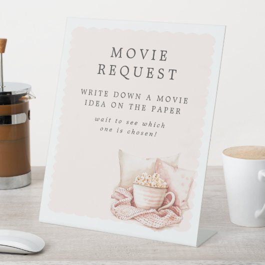 Pajamas & Prosecco Brautparty Movie Request Sockelschild (In Situ)