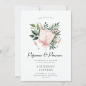 Pajamas Prosecco Leaf Junggeselinnen-Abschied Itin Einladung (Vorderseite)