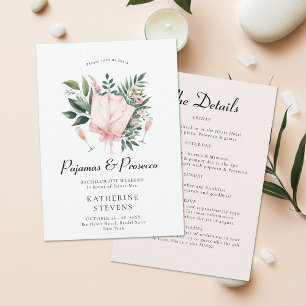 Pajamas Prosecco Leaf Junggeselinnen-Abschied Itin Einladung