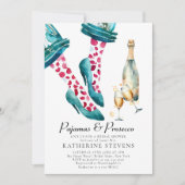 Pajamas Prosecco Lingerie Party Rosa Brautparty Einladung (Vorderseite)
