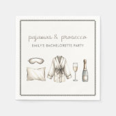 Pajamas & Prosecco Personalisierter Junggeselinnen Serviette (Vorderseite)