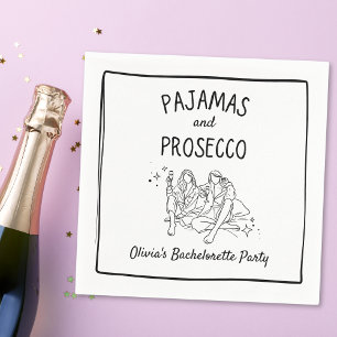 Pajamas & Prosecco Personalisierter Junggeselinnen Serviette