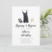 Pajamas Prosecco PJ Party Black Chic 30. Geburtsta Einladung (Stehend Vorderseite)