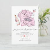 Pajamas Prosecco PJ Party Blush Pink 30. Geburtsta Einladung (Stehend Vorderseite)