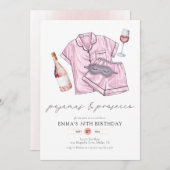 Pajamas Prosecco PJ Party Blush Pink 30. Geburtsta Einladung (Vorne/Hinten)