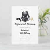 Pajamas Prosecco PJ Party Sassy Bold 30. Geburtsta Einladung (Stehend Vorderseite)