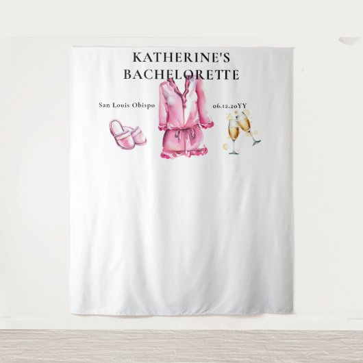 Pajamas Prosecco Rosa Junggeselinnen-Abschied Hint Wandteppich (Vorderseite)