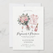 Pajamas Prosecco Rose Junggeselinnen-Abschied Itin Einladung (Vorderseite)