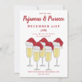 Pajamas & Prosecco Weihnachts-Party Girls Night Einladung (Vorderseite)