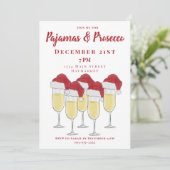 Pajamas & Prosecco Weihnachts-Party Girls Night Einladung (Stehend Vorderseite)