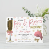 Pajamas & Prosecco Weihnachtsfeier Party Einladung (Stehend Vorderseite)