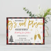 Pajamas & Prosecco Weihnachtsfeier Party Einladung (Stehend Vorderseite)