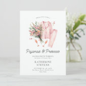 Pajamas Prosecco Wildblume Bachelorette Einladung (Stehend Vorderseite)