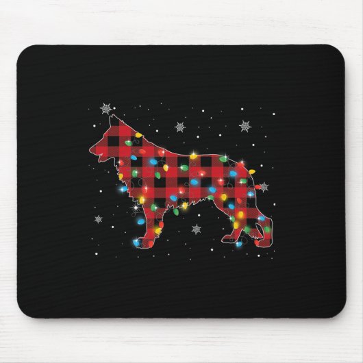 Pajamas Red Kariert German Shepherd Dog Lovers Chr Mousepad (Vorne)