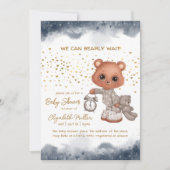 Pajamas Teddy Bear Gender Neutral Baby Dusche Einladung (Vorderseite)