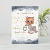 Pajamas Teddy Bear Gender Neutral Baby Dusche Einladung (Stehend Vorderseite)