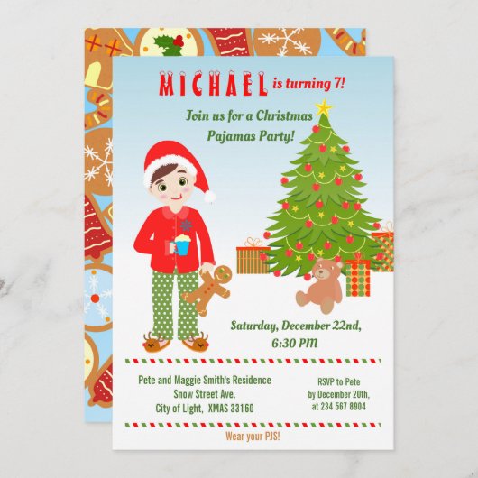 Pajamas und Cookies Geburtstagsparty Einladung (Vorne/Hinten)