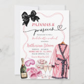 Pajamas und Prosecco Bachelorette Weekend Einladung (Vorderseite)