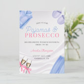 Pajamas und Prosecco-Junggeselinnen-Abschied Einladung (Stehend Vorderseite)