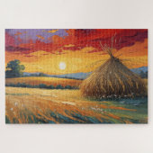 Pajar solitario al atardecer puzzle (Horizontal)