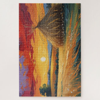 Pajar solitario al atardecer puzzle