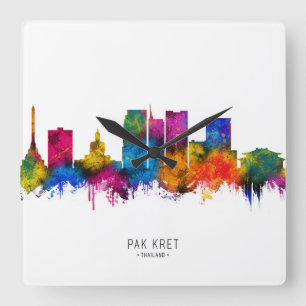 Pak Kret Thailand Skyline Quadratische Wanduhr