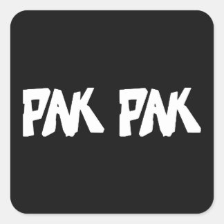 Pak Pak Handgezeichnete Wortmarke Weiß Quadratischer Aufkleber