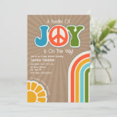 Paket Joy Groovy Peace Hippie Baby Shower Einladung (Stehend Vorderseite)