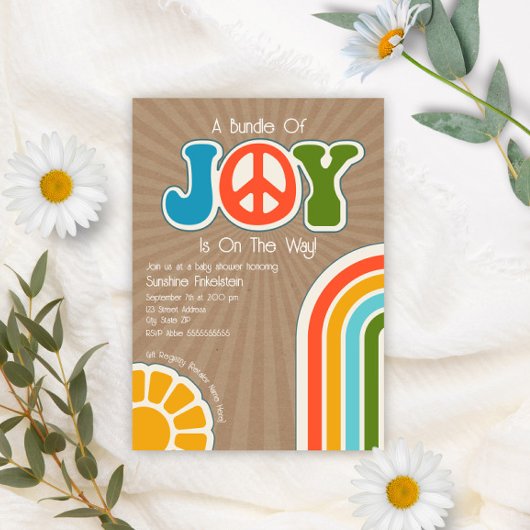 Paket Joy Groovy Peace Hippie Baby Shower Einladung
