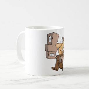 Paket- und Päckchen tragender Lieferant Kaffeetasse