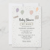 Pakete + Balloons neutrale Kinderdusche per Post Einladung (Vorderseite)