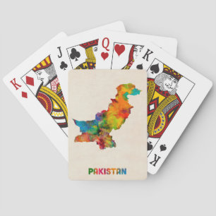 Pakistan-Aquarell-Karte Spielkarten