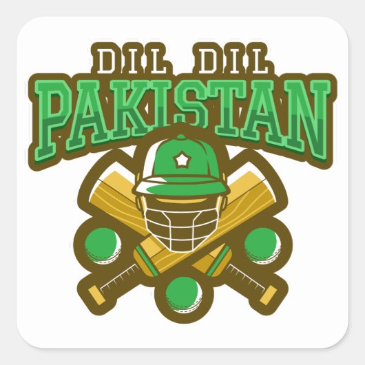 Pakistan Cricket Quadratischer Aufkleber (Vorderseite)