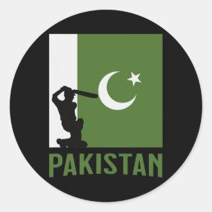 Pakistan Cricket T-Shirt pakistanisches Cricket Runder Aufkleber