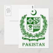PAKISTAN - Emblem/Wappen/Fahne/Symbol Postkarte (Vorne/Hinten)